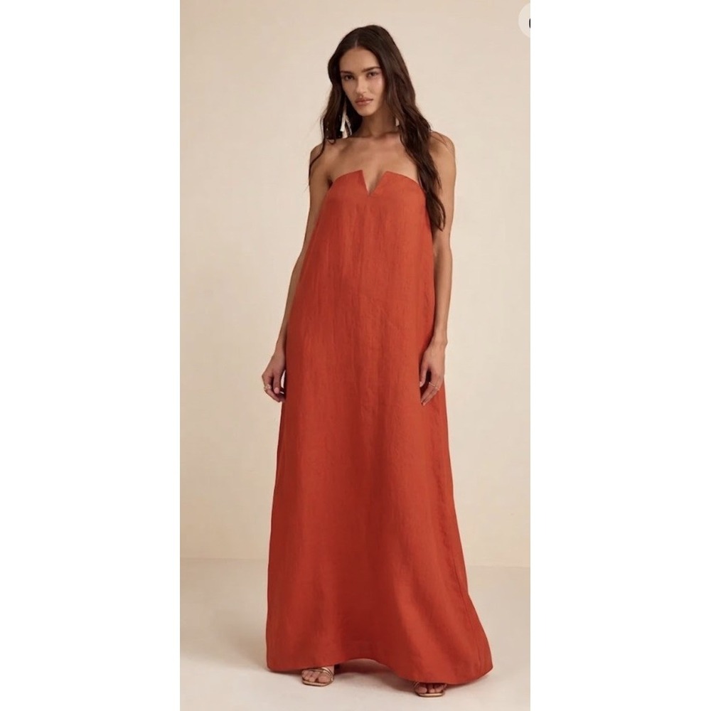 Celandine Coral Strapless Swing Maxi Dress NWT SIZE XS